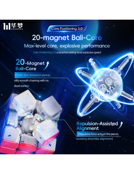 HuaMeng TG V2 3x3 20-M Ball Core UV 20 Magnets Maglev Ball Core