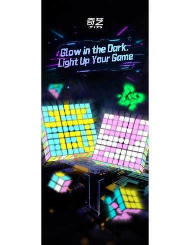 Pack QiYi 2x2, 3x3, Pyraminx et Mirror avec autocollants fluorescents