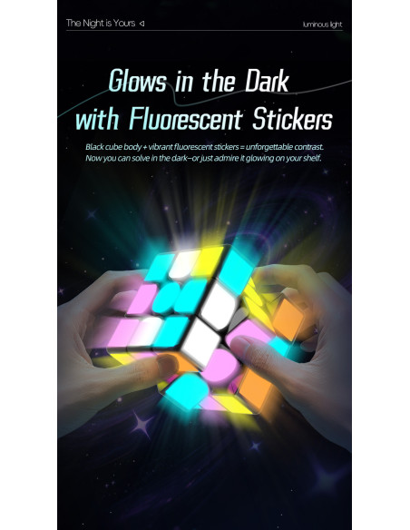Pack QiYi 2x2, 3x3, Pyraminx et Mirror avec autocollants fluorescents