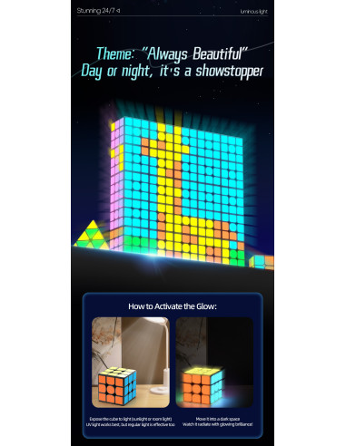Pack QiYi 2x2, 3x3, Pyraminx et Mirror avec autocollants fluorescents
