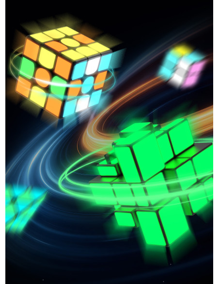 Pack QiYi 2x2, 3x3, Pyraminx et Mirror avec autocollants fluorescents