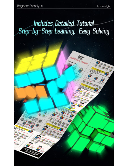 Pack QiYi 2x2, 3x3, Pyraminx et Mirror avec autocollants fluorescents